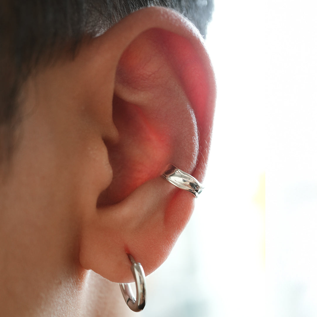 Silver Ripple Ear Cuff