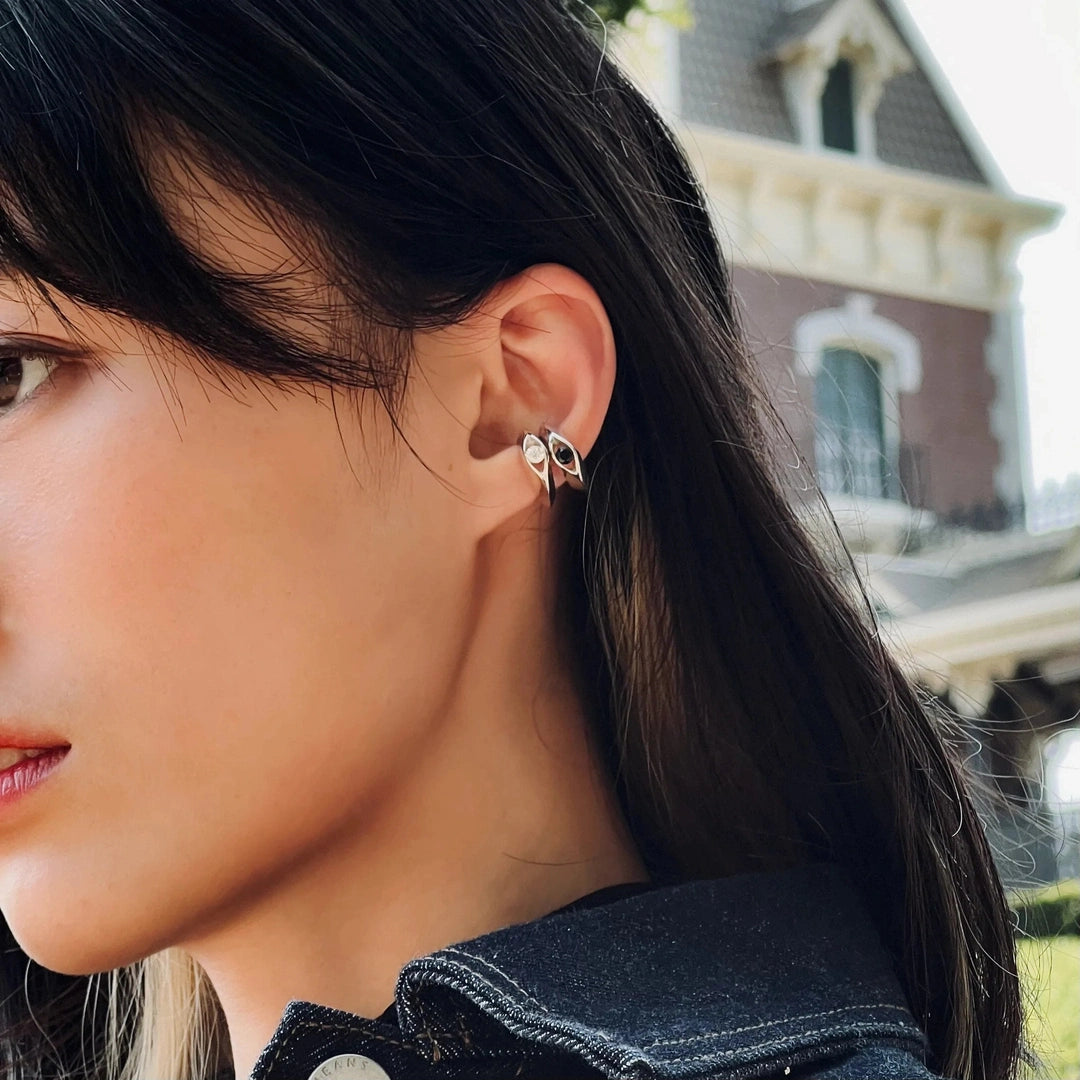 ,90ninetys,90ninety’s, ear cuff, ear wrap, no piercing,耳扣,耳夾,耳骨夾,無耳洞,無需穿耳,耳骨男,香港耳骨,耳洞埋口,イヤーカフ,이어커프, Ohrmanschetten,Nicht Durchstechend,Silber, S925 earcuffs,純銀耳扣,Crystal eye II, 鋯石鑲嵌, 黑鑽石,白鑽石,crystal inlay