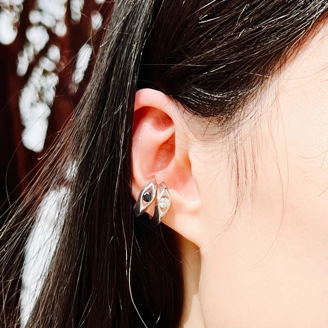 ,90ninetys,90ninety’s, ear cuff, ear wrap, no piercing,耳扣,耳夾,耳骨夾,無耳洞,無需穿耳,耳骨男,香港耳骨,耳洞埋口,イヤーカフ,이어커프, Ohrmanschetten,Nicht Durchstechend,Silber, S925 earcuffs,純銀耳扣,Crystal eye II, 鋯石鑲嵌, 黑鑽石,白鑽石,crystal inlay
